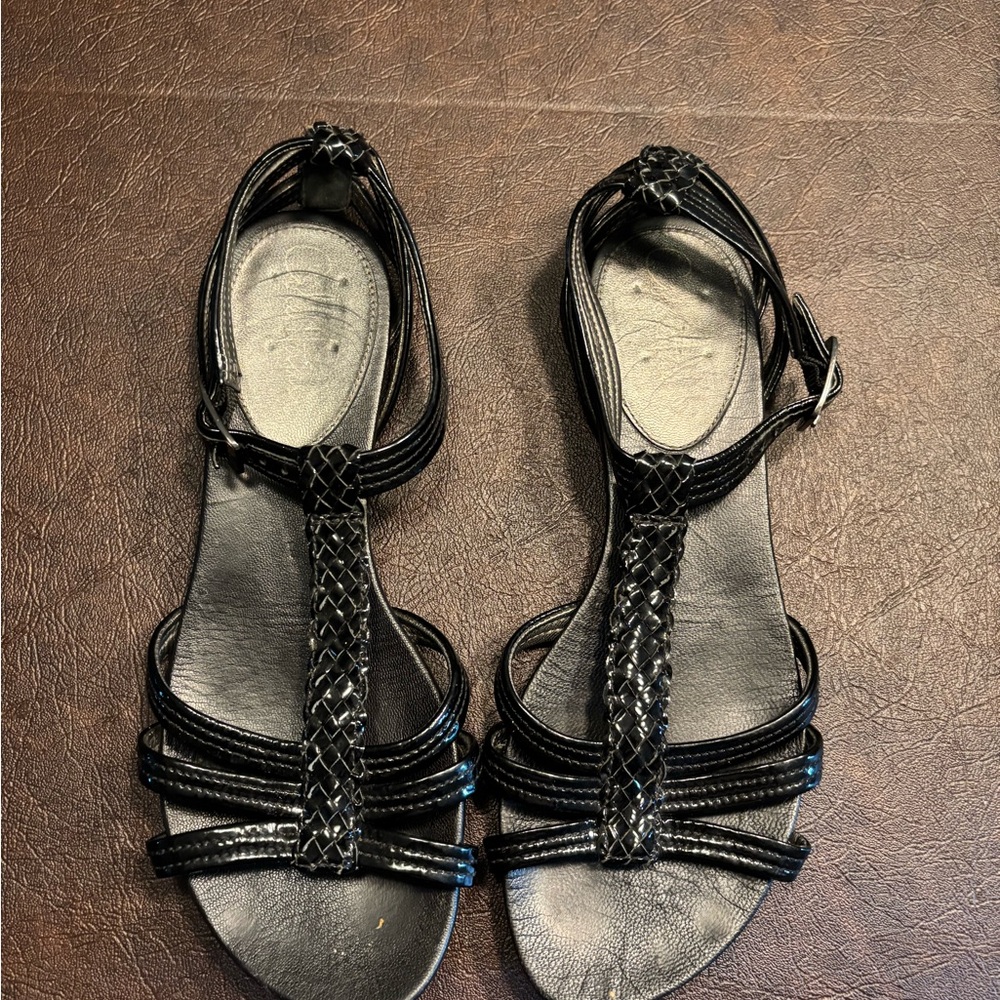 Cole Haan Black Strappy Sandals with Buckle Closures